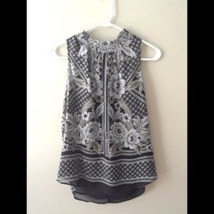 NWT Daniel Rainn Black and White Sleeveless Mock Neck Blouse Size Petite M